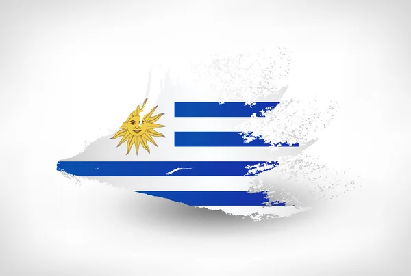 Pincel pintado bandera de Uruguay — Vector de stock