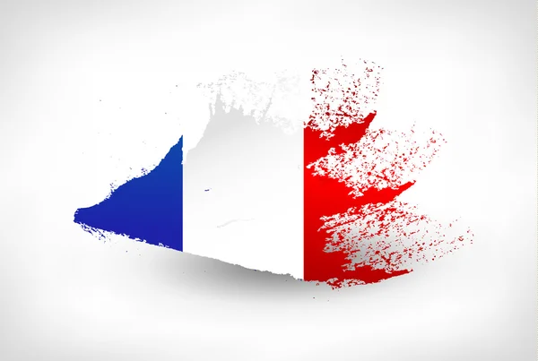 Pincel pintado bandera de Francia — Vector de stock