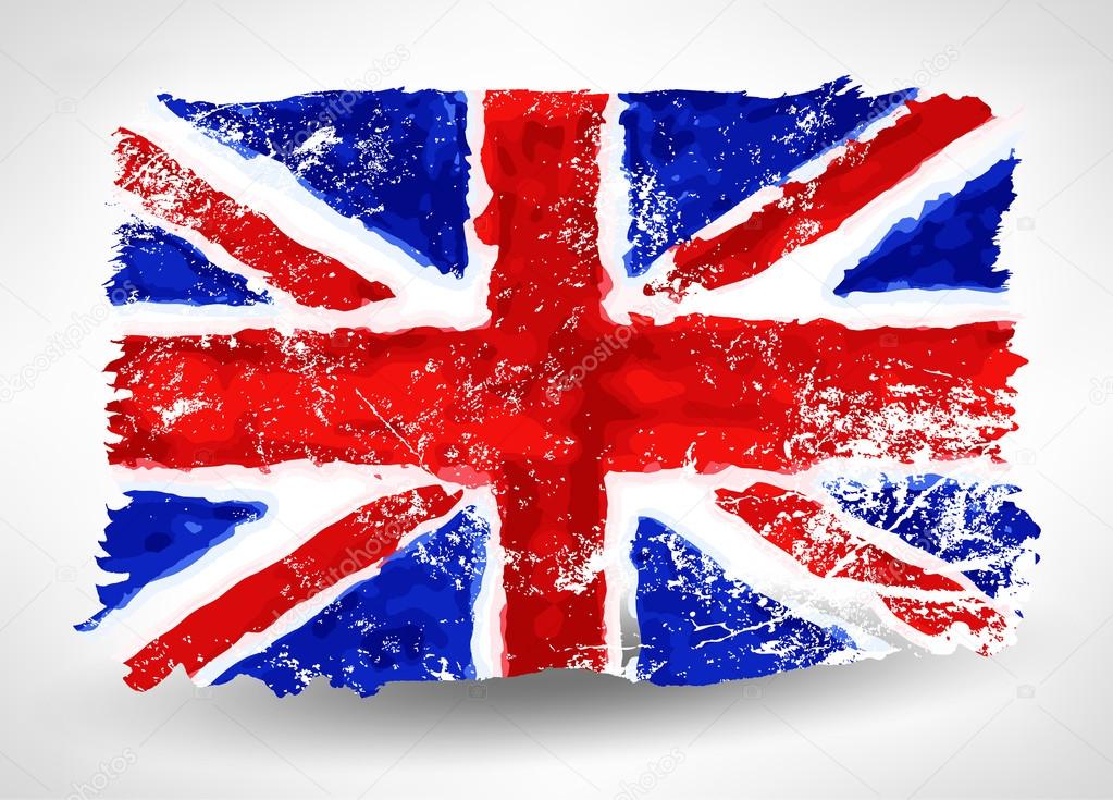 Bright hand drawn watercolor England flag with grunge effect 2