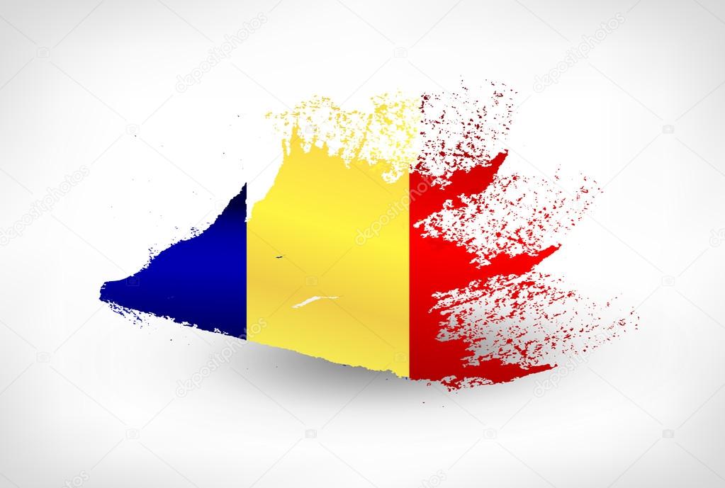 Brush painted flag of Romania