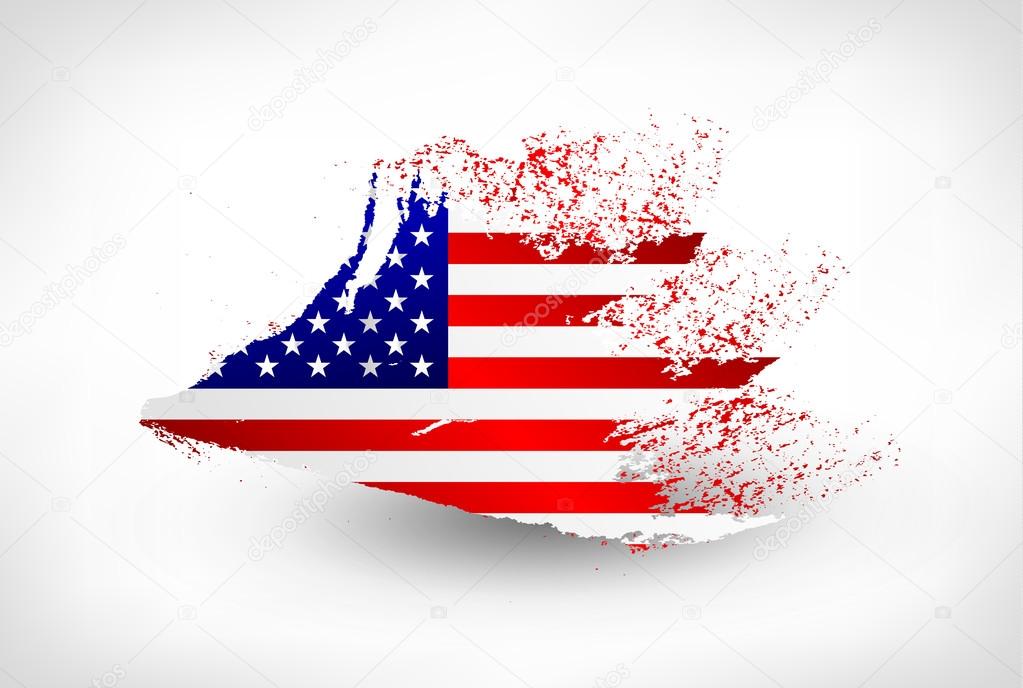 Brush painted flag of the USA
