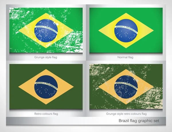Brasil bandera gráfico conjunto — Vector de stock