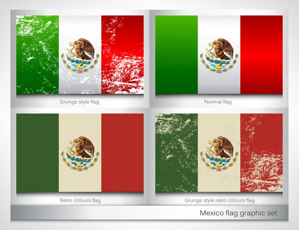 Mexiko Flagge Grafik Set — Stockvektor