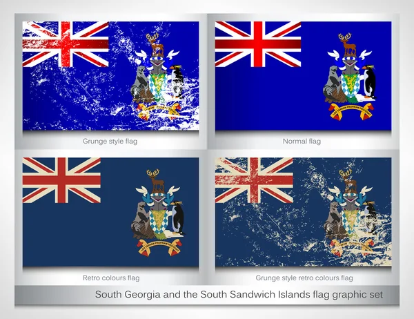 South Georgia and the South Sandwich Islands flag graphic set — Stok Vektör