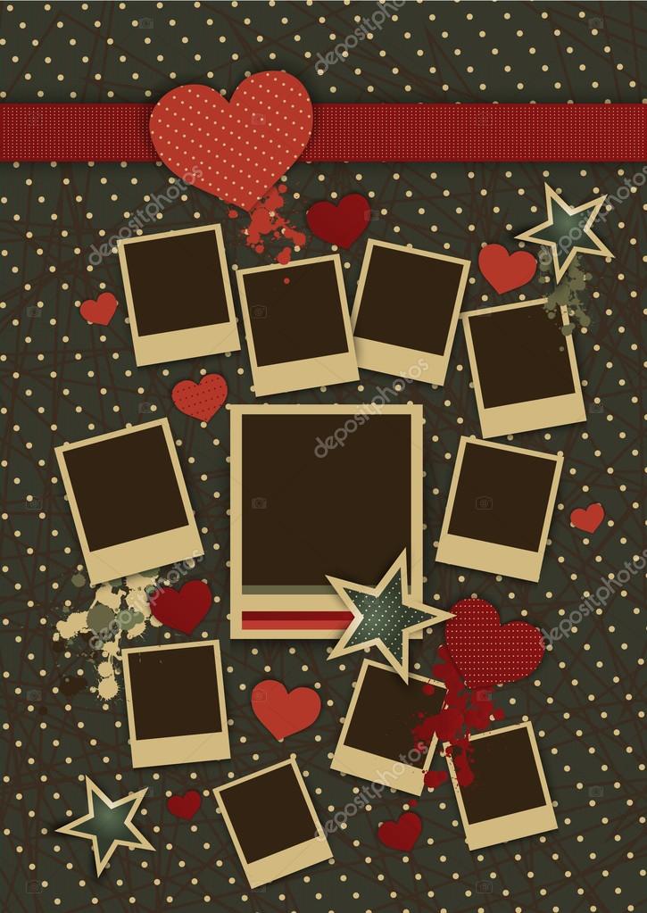 vintage collage of vector photo frames with hearts stock picture frames with hearts