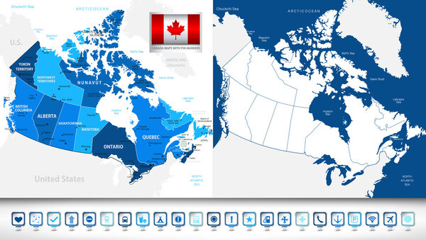 Канада карты с маркерами
