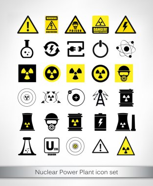 Nuclear Power Plant icon set clipart