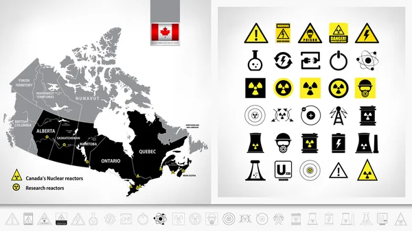 Carte des centrales nucléaires du Canada — Image vectorielle