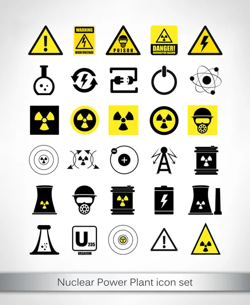 Conjunto de ícones da Central Nuclear — Vetor de Stock