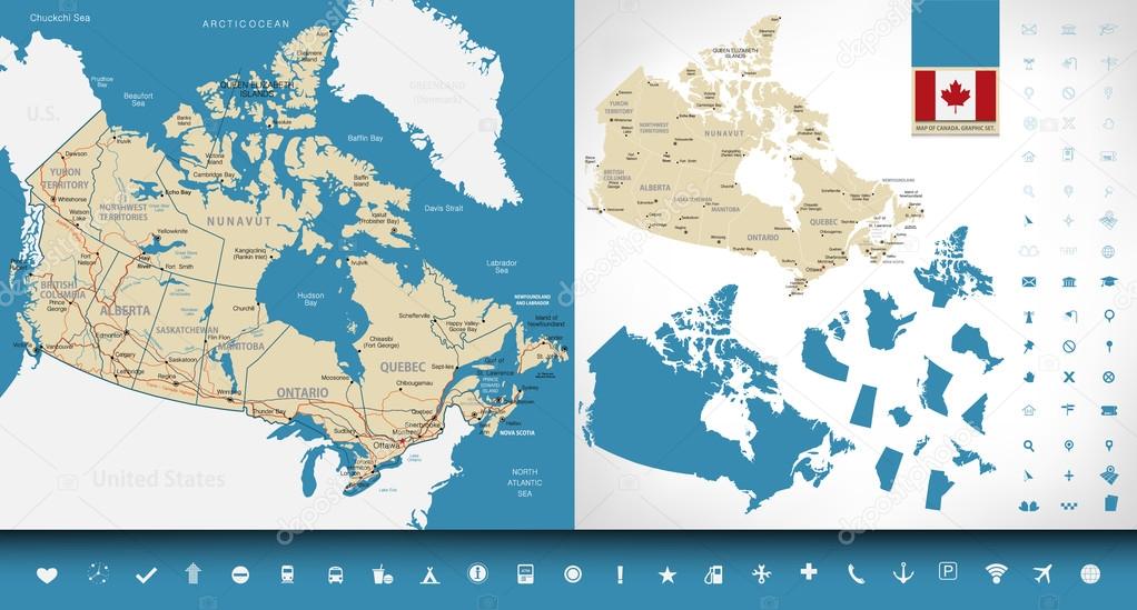 Map of Canada. Graphic set