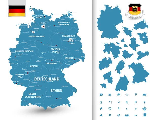 Map of Germany with its federal states — Stock Vector
