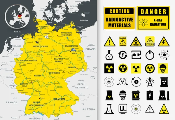 Karte der Kernkraftwerke in Deutschland — Stockvektor