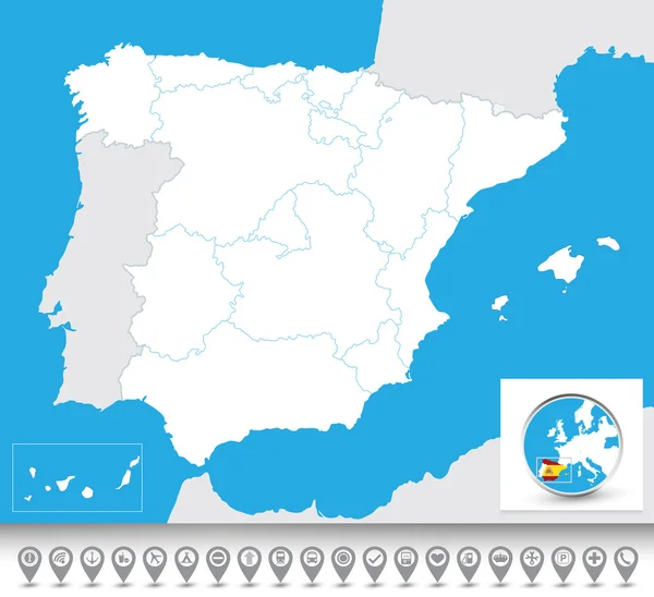 Mapa cego de espanha — Vetor de Stock