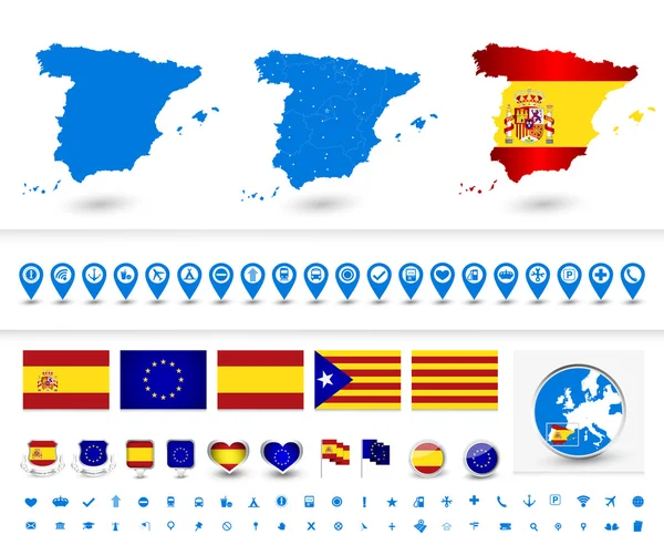 Gran conjunto de símbolos patrióticos de España — Vector de stock