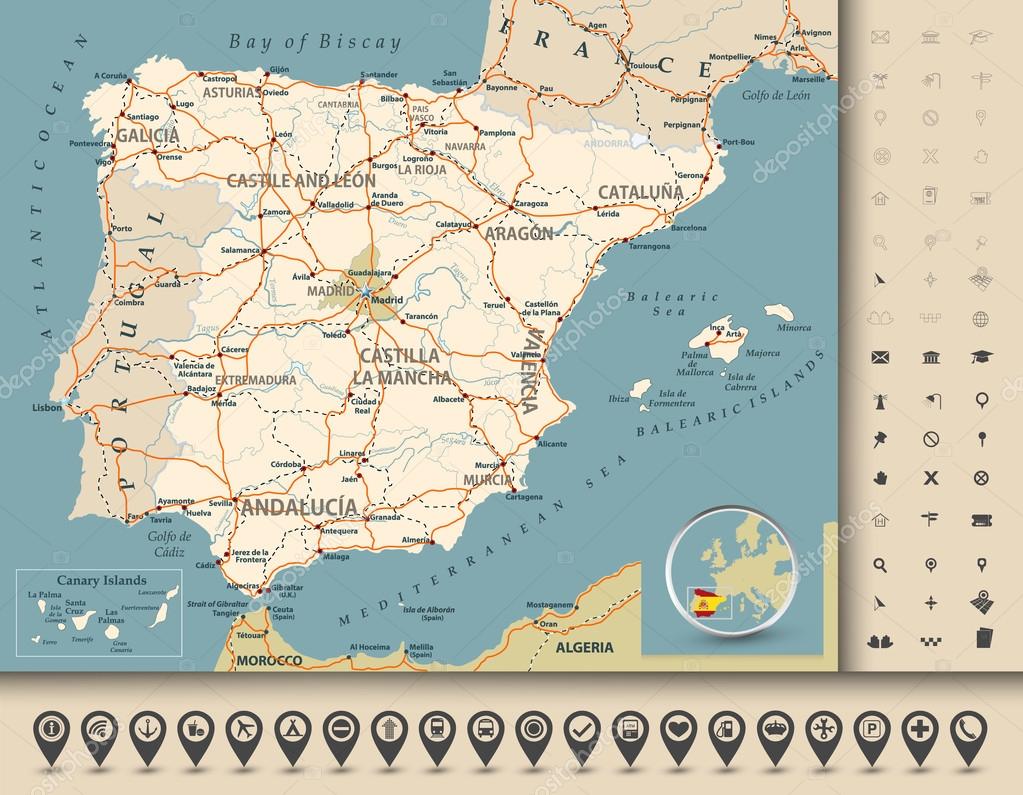 Road Map Of Spain Stock Vector C Livenart Road Map Of Spain Stock Vector C Livenart