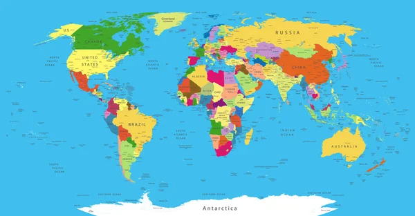 Mapa político mundial — Vector de stock