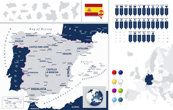 Mapa Hiszpania i Zjednoczone — Wektor stockowy