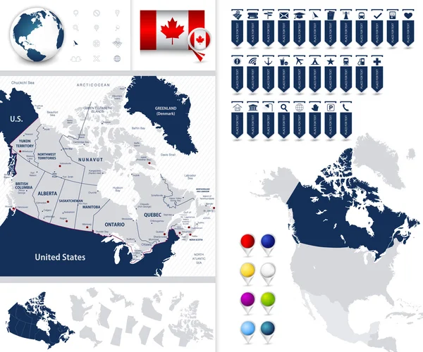 Canada Mappa e stati — Vettoriale Stock