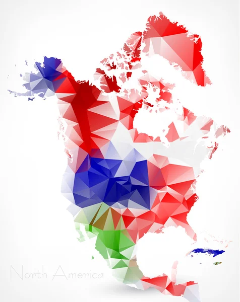 Abstrakte polygonale geometrische Karte von Nordamerika — Stockvektor