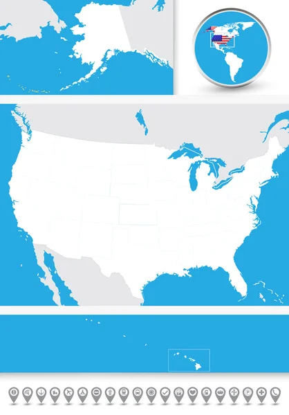米国の盲目の地図 — ストックベクタ