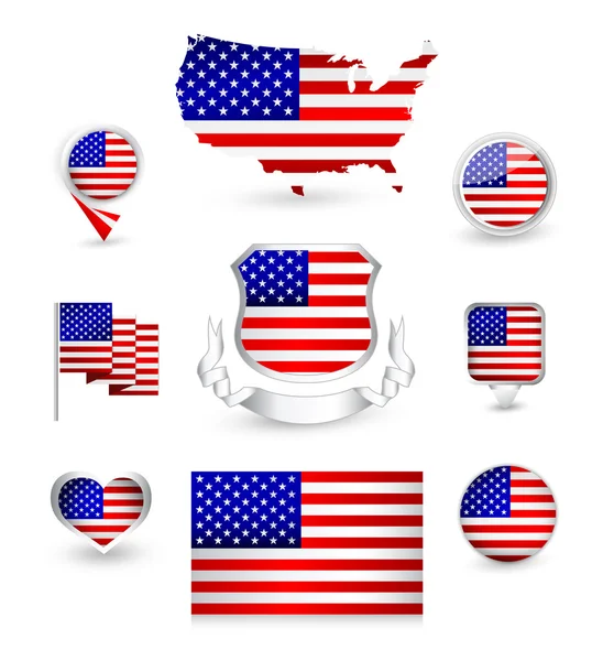USA Flag Collection — Stock Vector