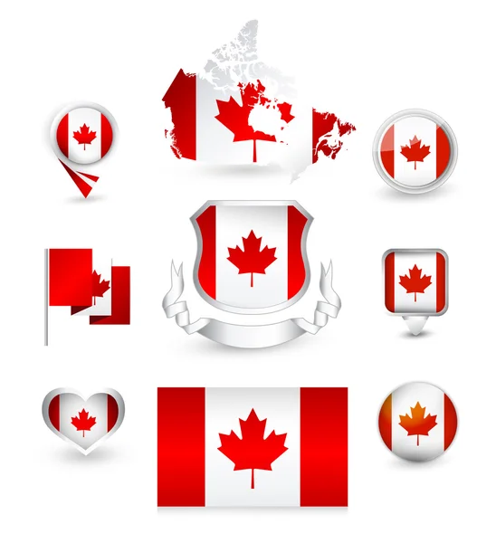 Colección Bandera de Canadá — Vector de stock