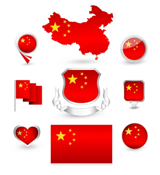 China vlag collectie — Stockvector