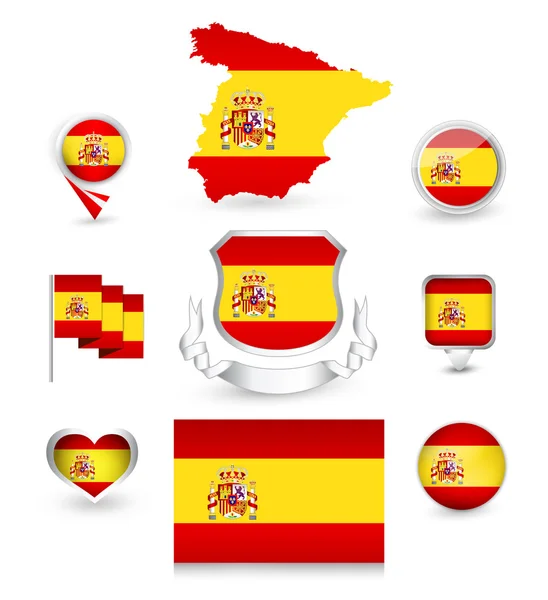 Spanien flaggan insamling — Stock vektor