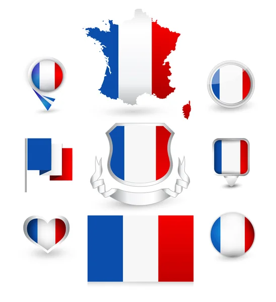 Colección Bandera de Francia — Vector de stock