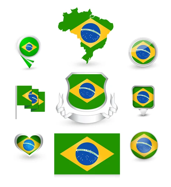 Colección Bandera de Brasil — Vector de stock