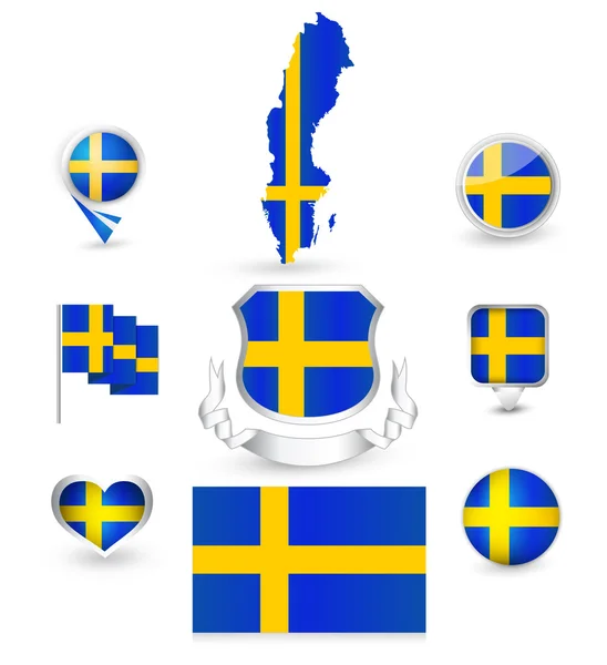 Sweden Flag Collection — Stock Vector