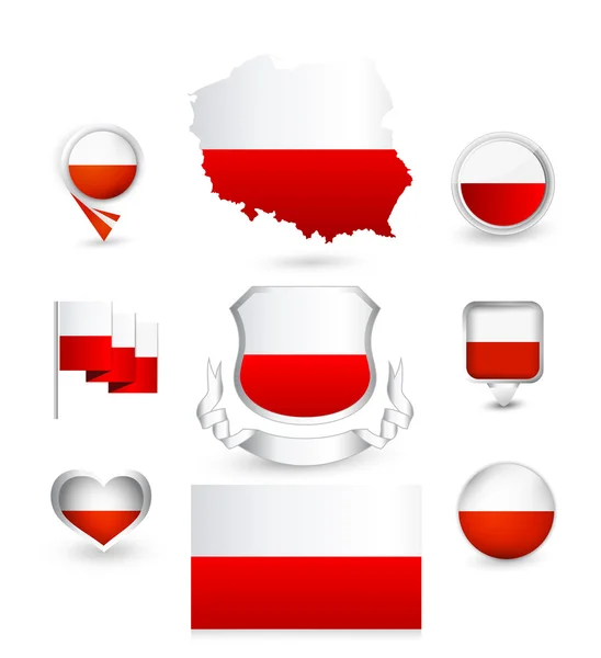 Polska flaga kolekcja — Wektor stockowy