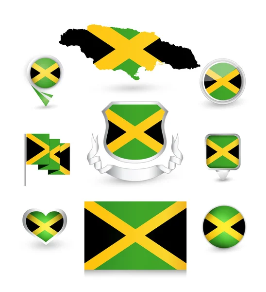 Colección de la bandera de Jamaica — Vector de stock