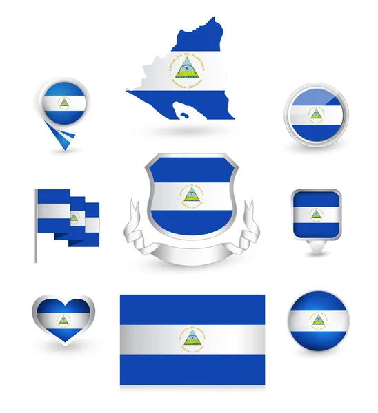 Colección Bandera de Nicaragua — Vector de stock