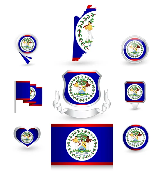 Belize-zászló gyűjtemény — Stock Vector