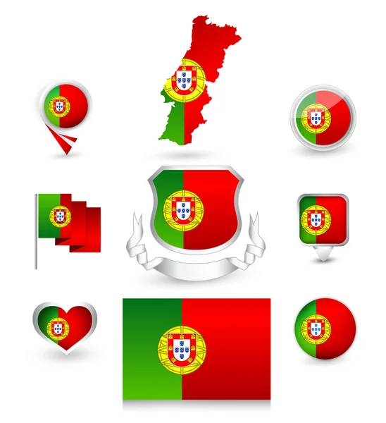 Portugal Bandeira Coleção —  Vetores de Stock