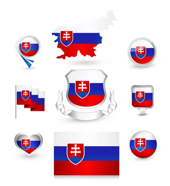 Eslovaquia Bandera Colección — Archivo Imágenes Vectoriales