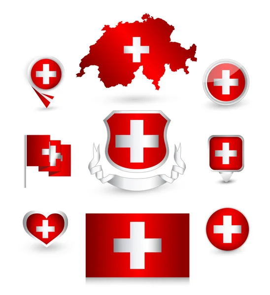 Svájc-zászló gyűjtemény — Stock Vector