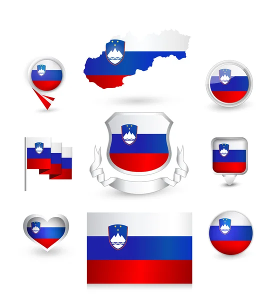 Collezione Slovenia Bandiera — Vettoriale Stock