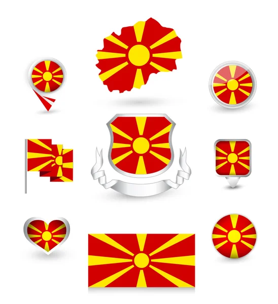 Collection drapeau de Macédoine — Image vectorielle