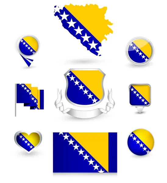 Colección Bandera de Bosnia y Herzegovina — Archivo Imágenes Vectoriales