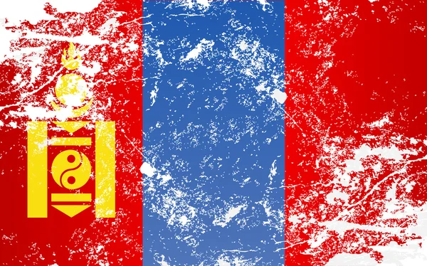 Bandera de textura Grunge de Mongolia — Archivo Imágenes Vectoriales