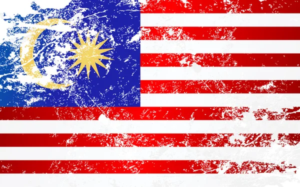 Bendera Tekstur Grunge Malaysia - Stok Vektor