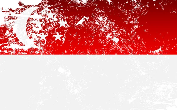 Bendera Tekstur Grunge Singapura - Stok Vektor