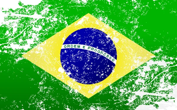 Бразильский гранж-текстурный флаг — стоковый вектор