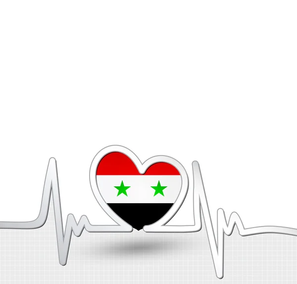 Syrien flagge herz und herzschlaglinie — Stockvektor