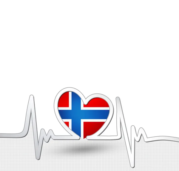 Norwegia flaga serce i serca linii — Wektor stockowy