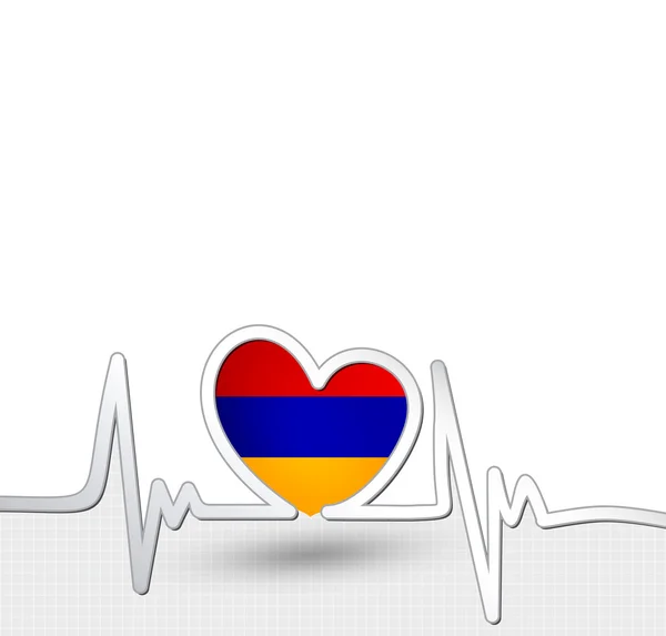 Bandera de Armenia corazón y latidos — Vector de stock