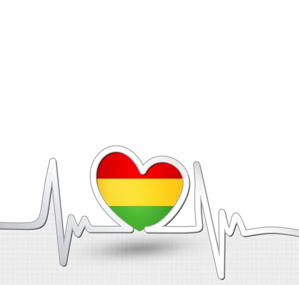 Bolivia bandiera cuore e battito cardiaco linea — Vettoriale Stock
