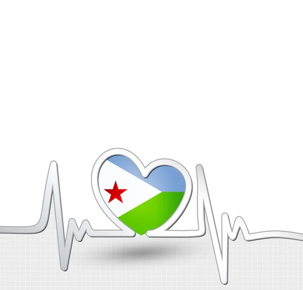 Gibuti bandiera cuore e battito cardiaco linea — Vettoriale Stock